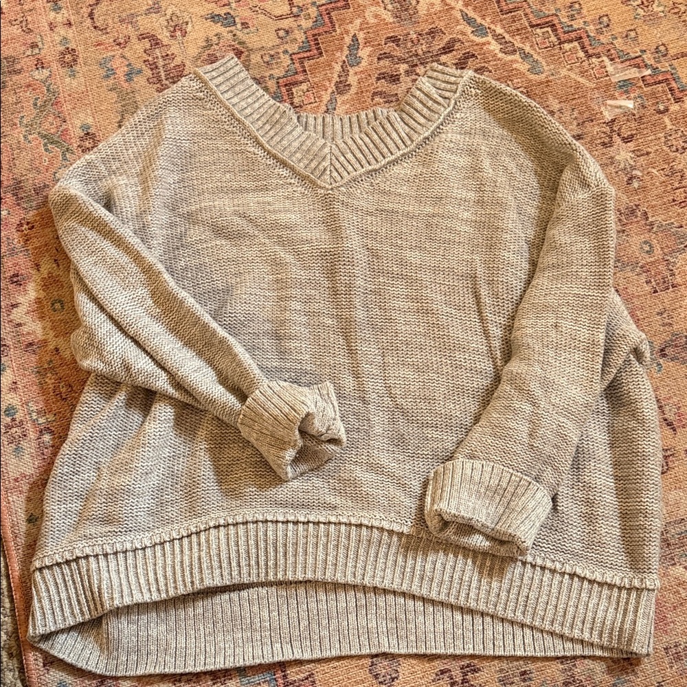 Grey American eagle Cozy Beige Knit Sweater